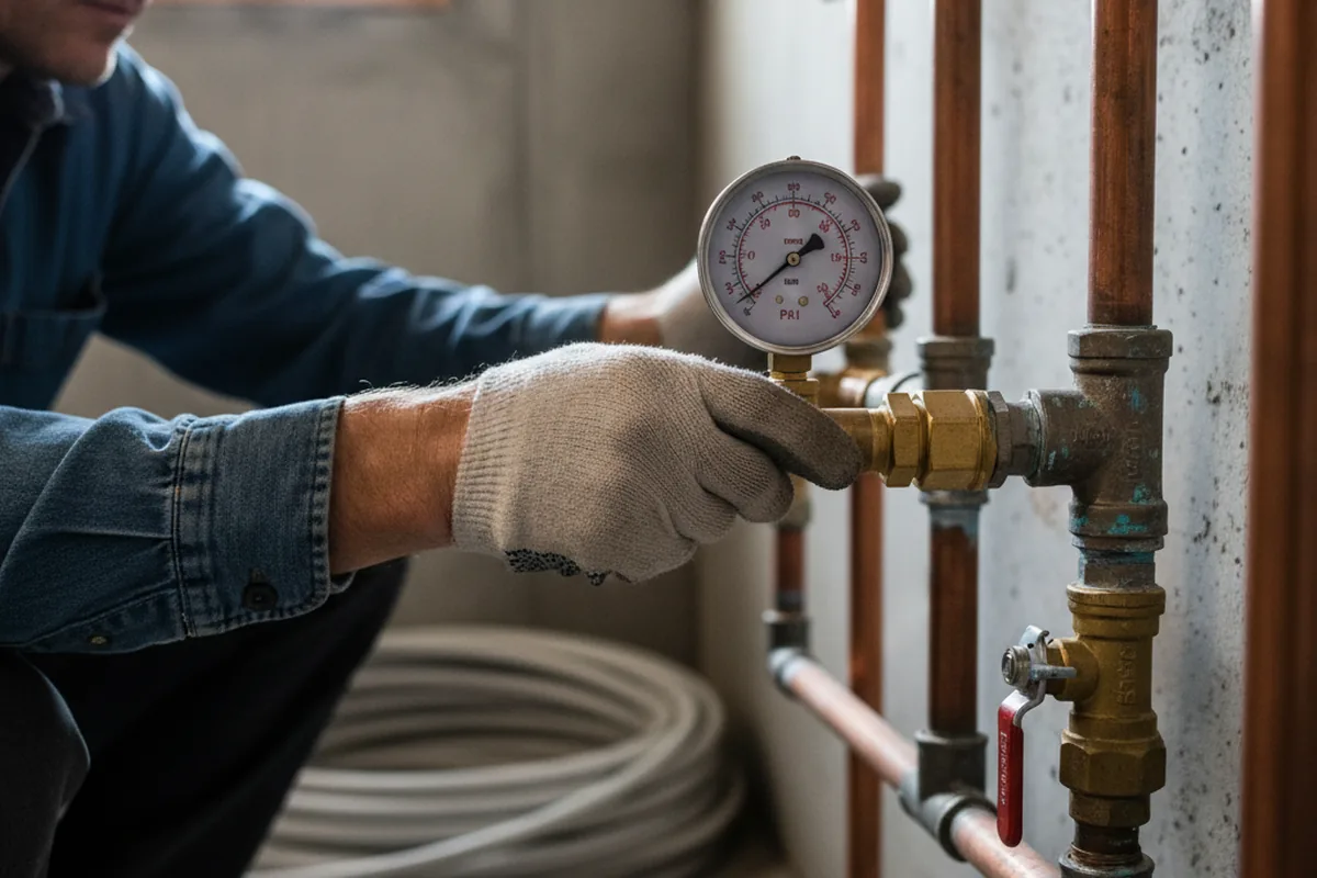 Pressure testing a repaired line during Water Line Repair in Weatherford